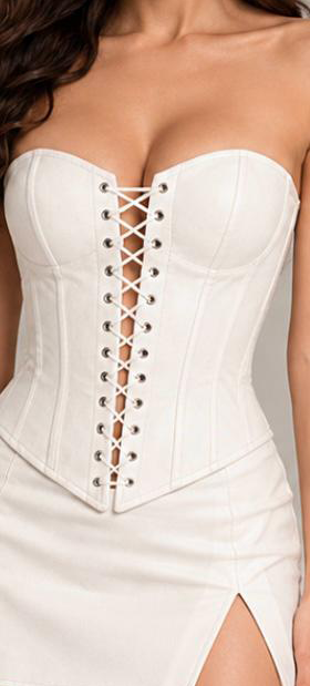 White Strapless Lace-Up Corset Top – Elegant Sculpted Fit