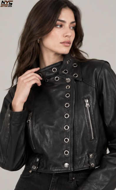Women's Oversized Black Lambskin Leather Jacket