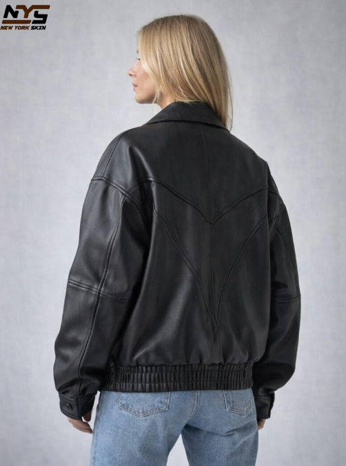 Women's Oversized Black Lamb Leather Jacket – Baggy Style
