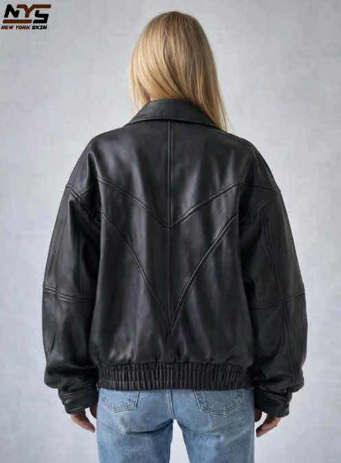 Women's Oversized Black Lamb Leather Jacket – Baggy Style