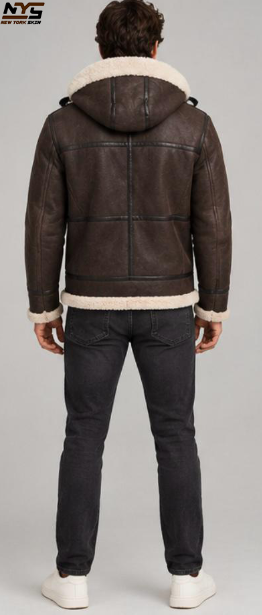 Men's Brown Shearling Sheepskin Leather Winter Jacket