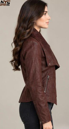 Women's Cognac Sheepskin Leather Jacket | New York Skin