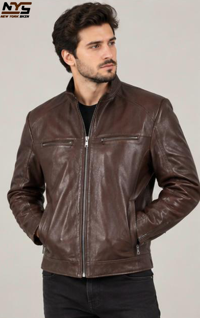 Dark Brown Sheepskin Leather Jacket: Men's Shearling Winter Coat