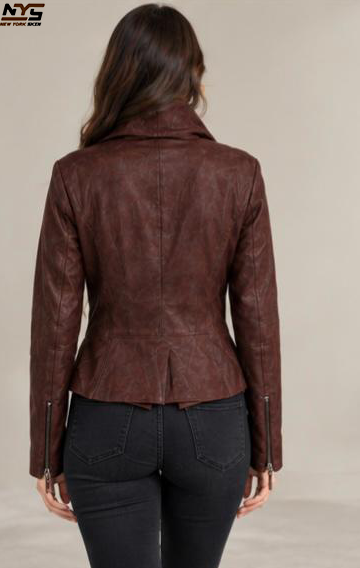 Women's Cognac Sheepskin Leather Jacket | New York Skin