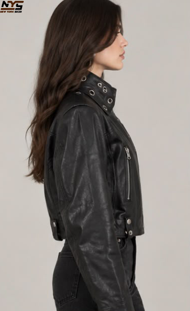 Women's Oversized Black Lambskin Leather Jacket