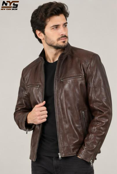 Dark Brown Sheepskin Leather Jacket: Men's Shearling Winter Coat