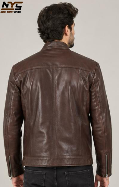 Dark Brown Sheepskin Leather Jacket: Men's Shearling Winter Coat