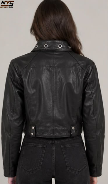 Women's Oversized Black Lambskin Leather Jacket