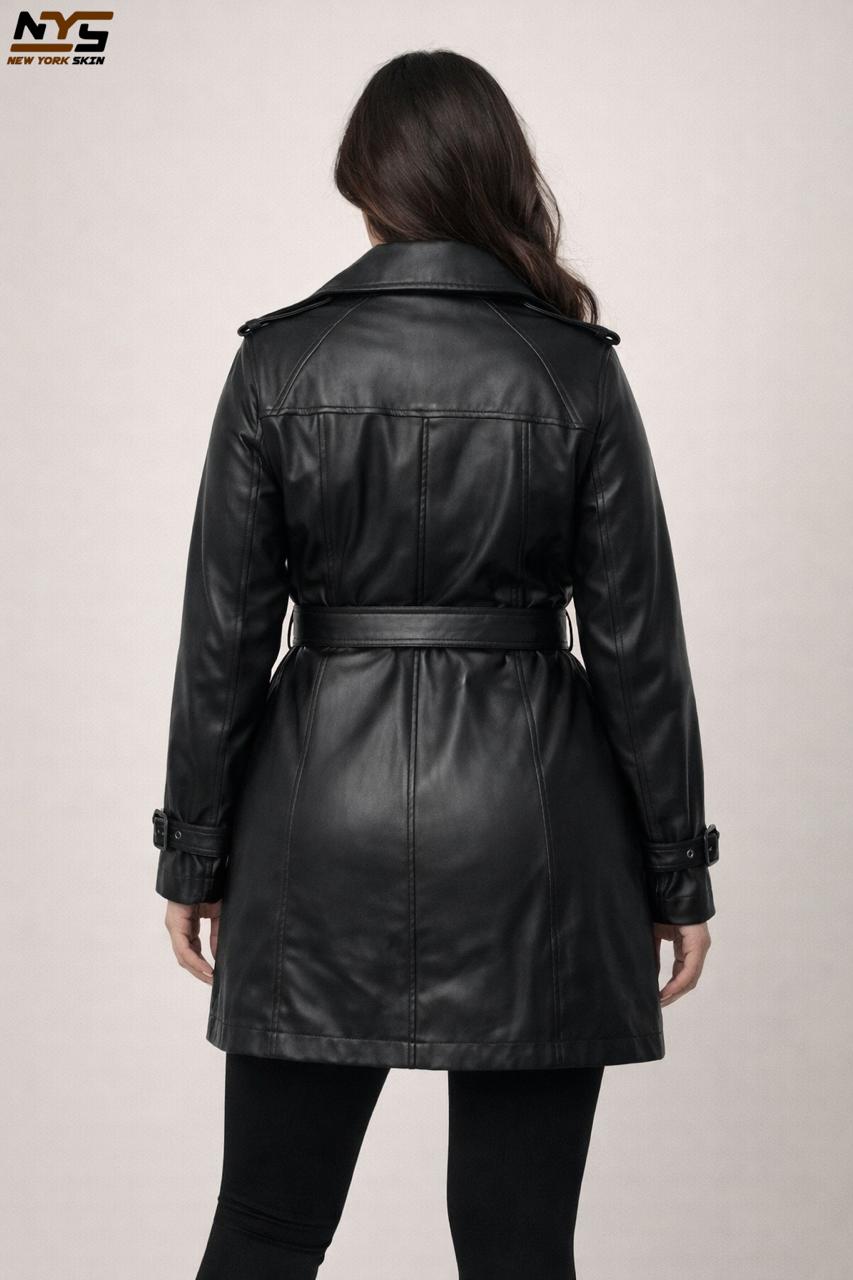 Handmade Lambskin Leather Trench Coat - Women's Fashion Coat