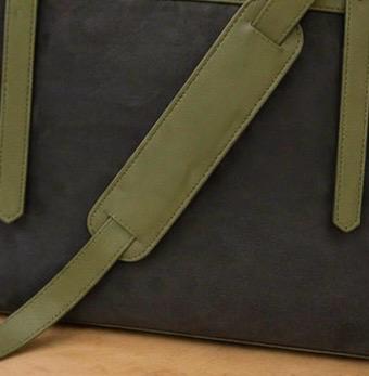 Olive Green Sheepskin Leather Laptop Bag – 15.5-Inch Case