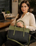 Olive Green Sheepskin Leather Laptop Bag – 15.5-Inch Case