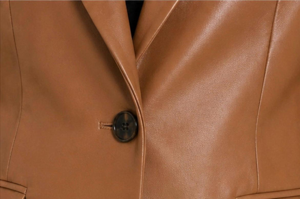 Women's Handmade Lambskin Leather Blazer – Oversized Luxury Style