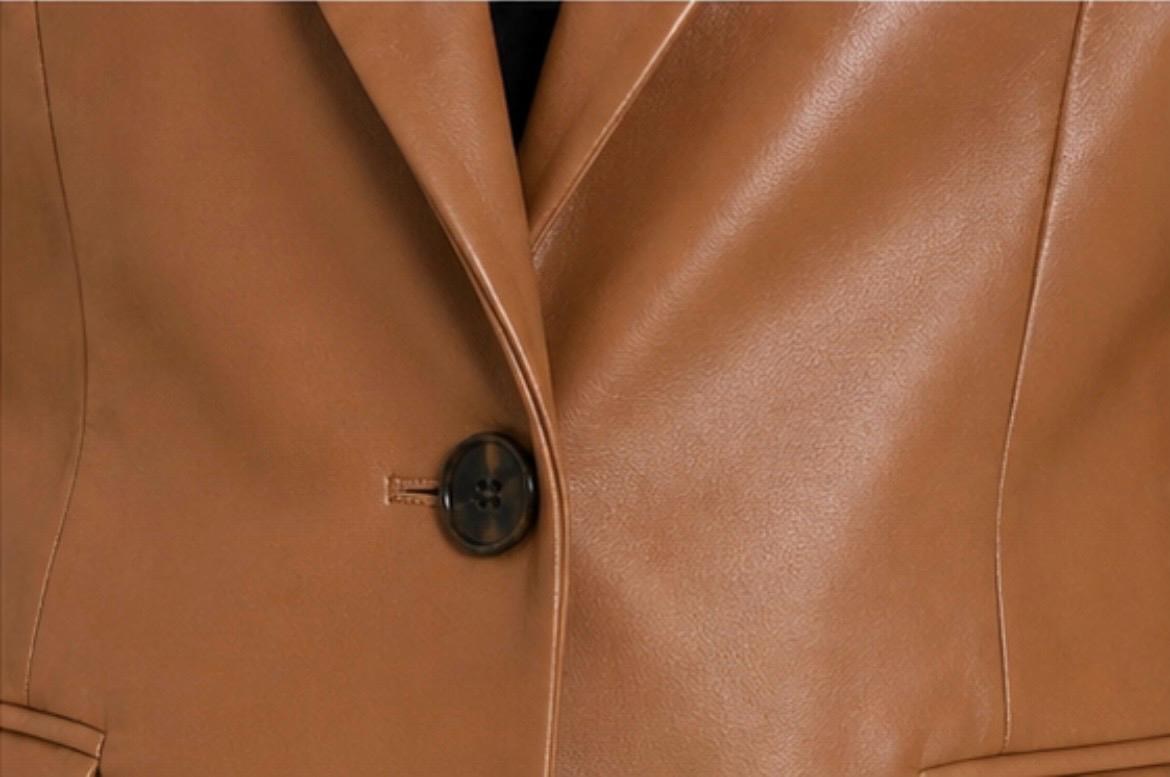 Women's Handmade Lambskin Leather Blazer – Oversized Luxury Style