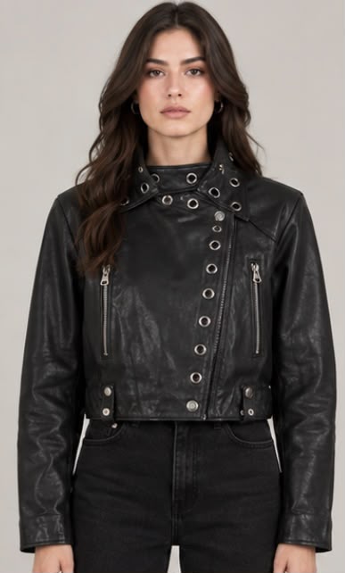 Women's Oversized Black Lambskin Leather Jacket