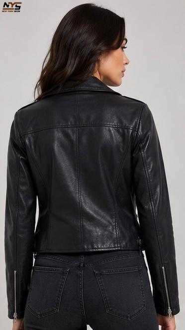 Black Sheepskin Leather Biker Jacket | Semi-Aniline Finish