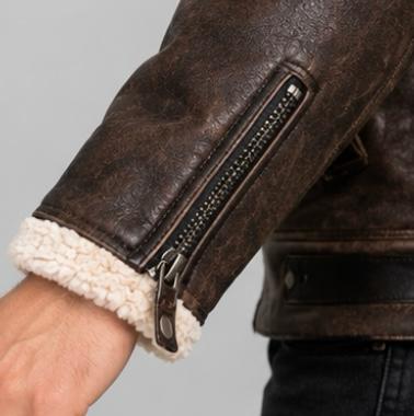 Men's Brown Shearling Sheepskin Leather Winter Jacket