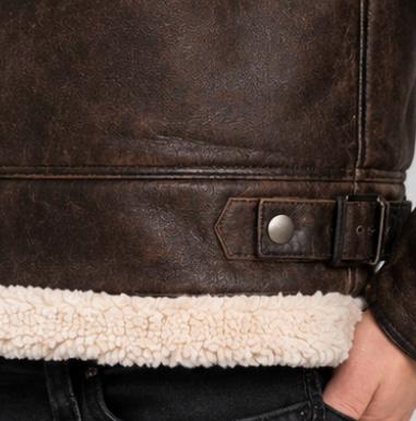 Men's Brown Shearling Sheepskin Leather Winter Jacket