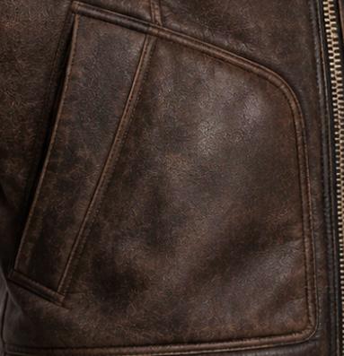 Men's Brown Shearling Sheepskin Leather Winter Jacket