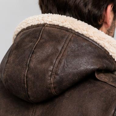 Men's Brown Shearling Sheepskin Leather Winter Jacket