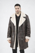Dark Chocolate Shearling Leather Coat: Handmade Sheepskin Fur Collar