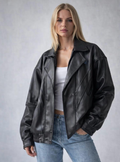Women's Oversized Black Lamb Leather Jacket – Baggy Style
